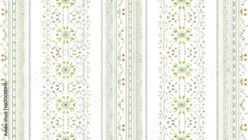 Subtle vintage floral stripe pattern with delicate intricate details on a creamy off white background