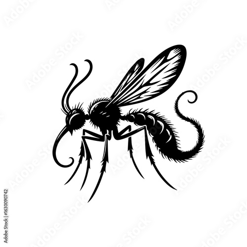 Black wasp isolated on white background