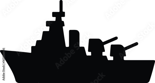 Silhouette warship naval vessel silhouette modern navy ship vector illustrator