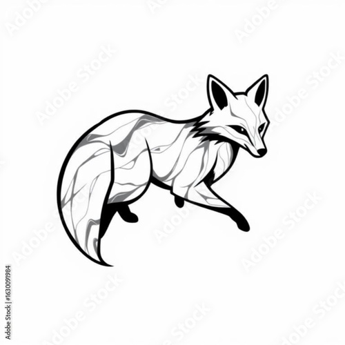 Black Marble Fox Animal Icon
