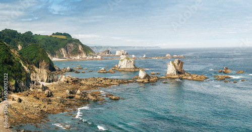 Ocean panorama with large rock stacks