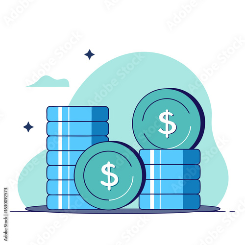 Simple Illustration of Stacked Money with a Modern Aesthetic
