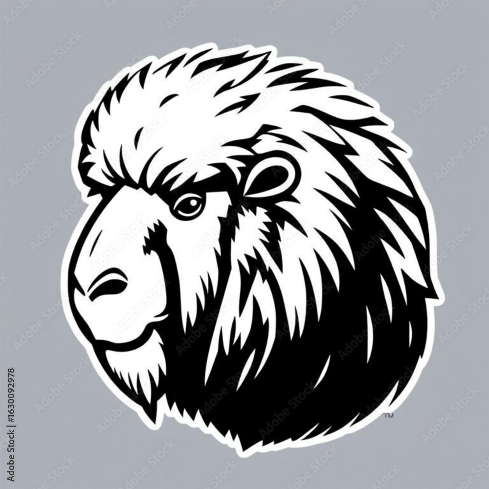 Fototapeta premium Black Muskox Animal Icon