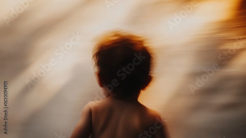 A blurry image of a child's head with a blurry background