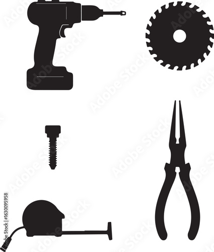 Essential tools collection for DIY projects and construction