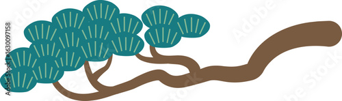 Korean pine tree vector illustration in traditional style. Commonly used in Chuseok or Seollal holiday designs and Korean cultural backgrounds.