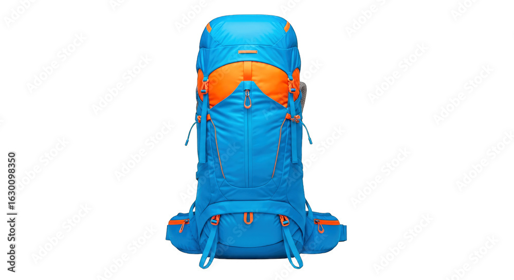 Fototapeta premium bright blue hiking backpack perfect for adventure and travel