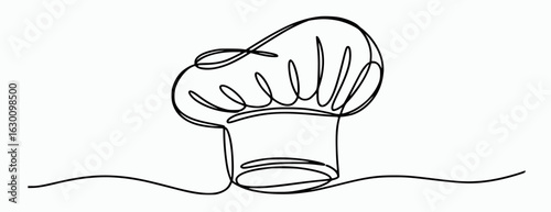 Black and white line drawing of a chefs hat chef hat cooking