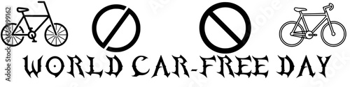 Eco Transport Icons – Bicycle & No Car Sign – Green Travel Vector