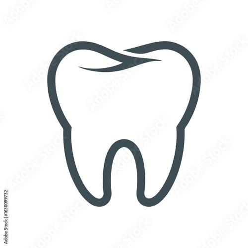 Single Tooth Outline Vector Illustration on White Background for Dental Health and Hygiene Concepts