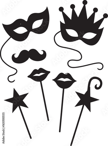 Fun party props mask lips mustache stars crown celebration