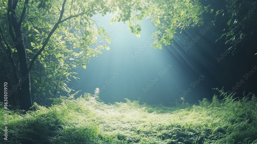 Obraz premium Sunlight Piercing Forest Floor