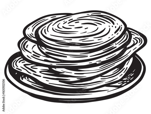 Traditional scallion pancake in elegant minimal vector design