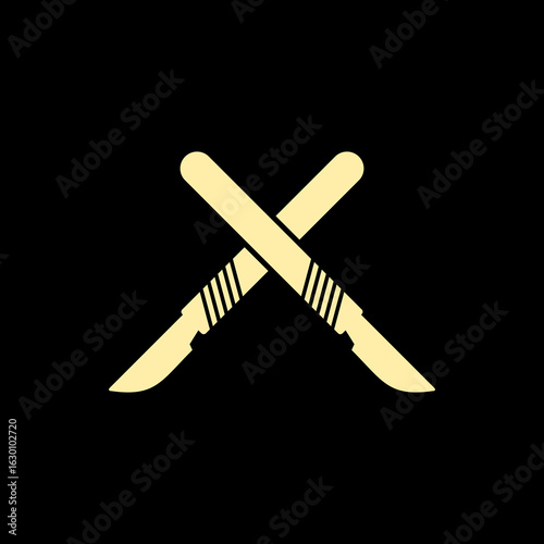 Medical scalpel icon isolated on black background
