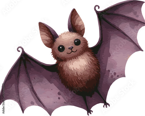 Vector watercolor realistic illustration of a bat