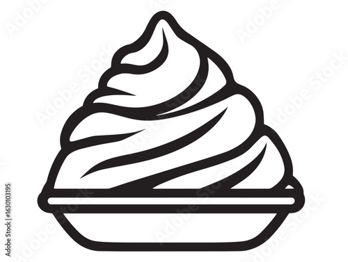 Smooth chocolate mousse dessert icon in minimal vector art