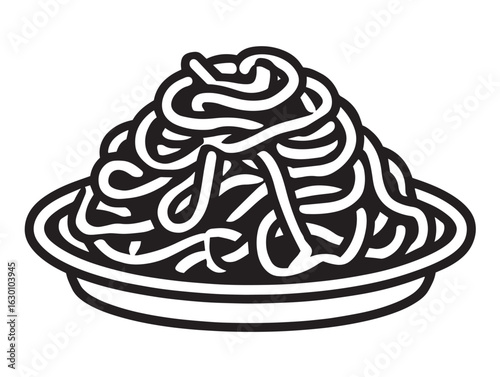 Stir fried chow mein noodles icon in simple line vector
