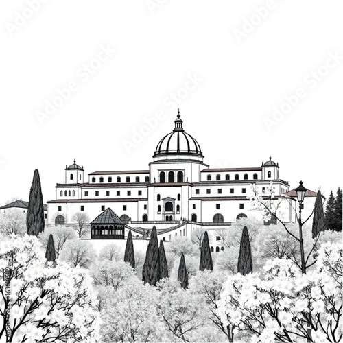 Alhambra crowned with autumn hues in Granada under fresh spring blossoms