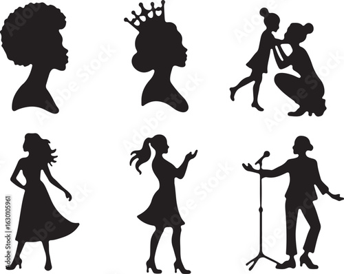 Diverse women silhouettes celebrating life moments and achievements