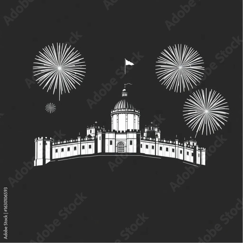 Edinburgh Castle dazzling with fireworks in Edinburgh during the harvest festival