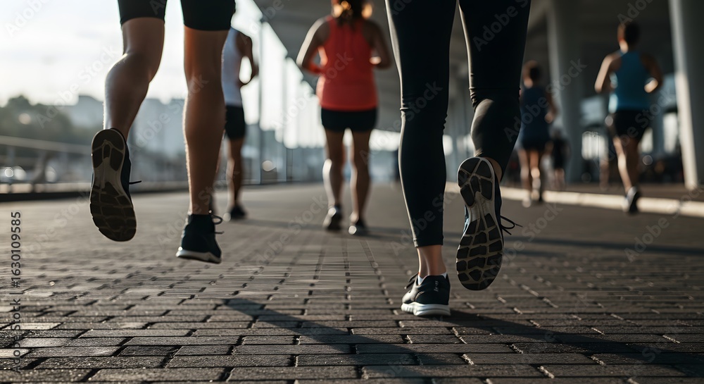 Fototapeta premium Group of People Running in City Marathon Training