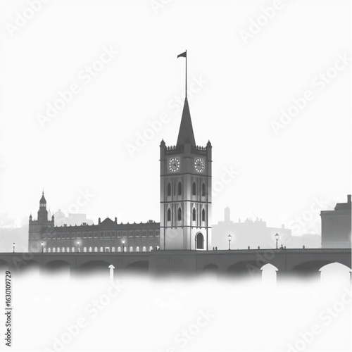 Tower of London bathed in morning mist in London during the harvest festival