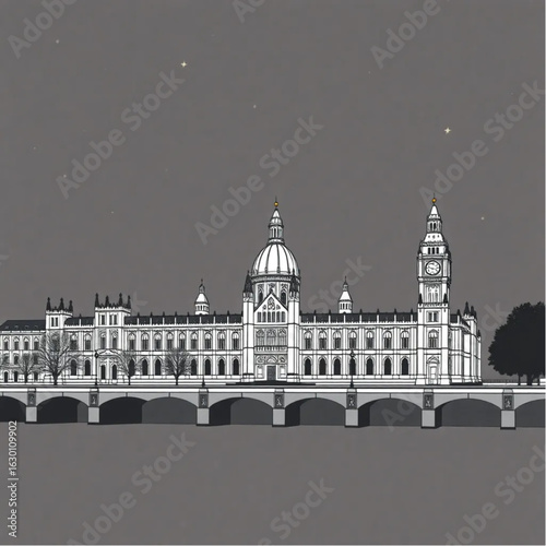 Palace of Westminster under a starry night in London during the crisp autumn afternoon