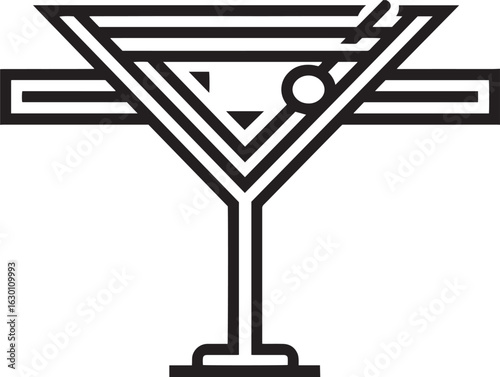 Classic cosmopolitan cocktail icon in outlined vector art