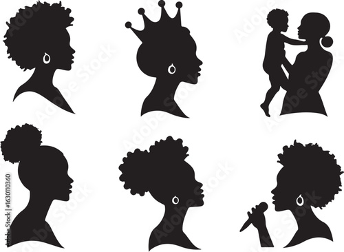 Elegant silhouettes of diverse women celebrating identity and motherhood