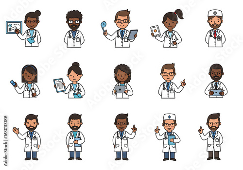 Vector Illustration of Professional Doctor Characters in Cartoon Style