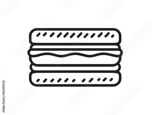 Iconic cuban sandwich outline in minimal vector format