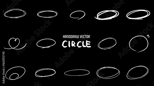15set handdraw circle vector illust