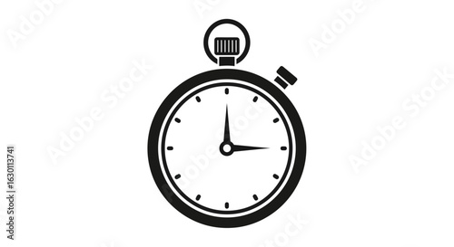 Dynamic stopwatch silhouette capturing the essence of time, speed, and punctual achievement, perfect for sports and business success