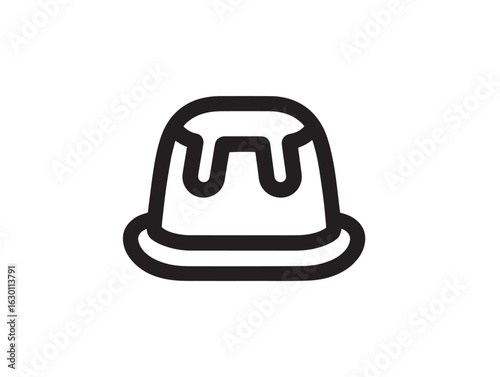 Elegant custard pudding icon in minimal vector artwork