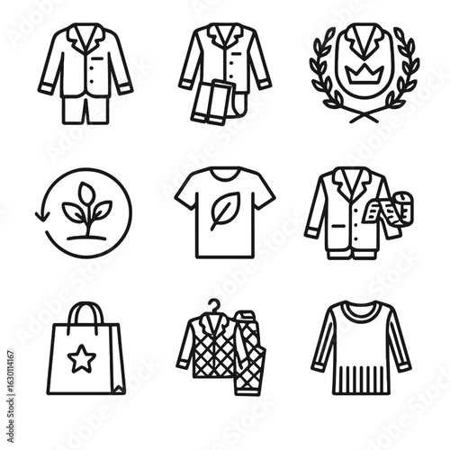 Seasonal Nightwear Icons. Outline icon set of nightgown for different seasons: summer nightgown, winter nightgown, autumn