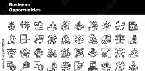 A collection of Business Opportunities icons. Business Opportunities icons for businesses, websites, apps, printing, documents, poster designs, and more.