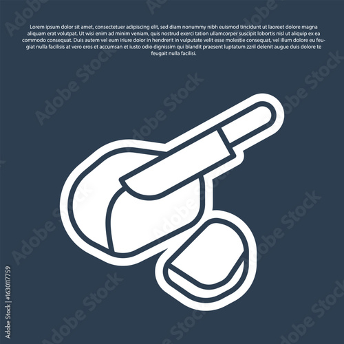 Blue line Canadian peameal bacon icon isolated on blue background. Vector