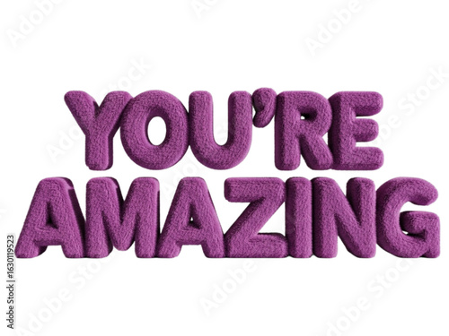 Angled View of Fluffy Purple 3D Letters 