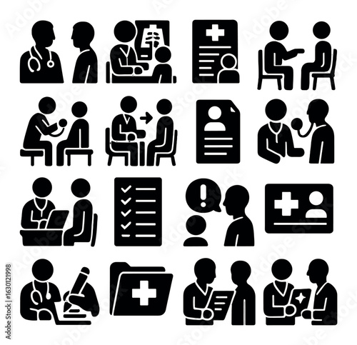 Tourist locations icon set featuring landmarks and natural scenery