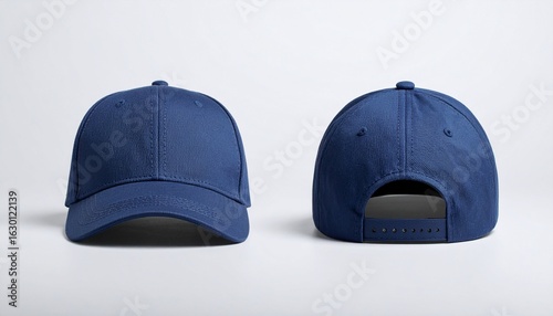 Gray baseball caps mockup on a grey background, front and back side.