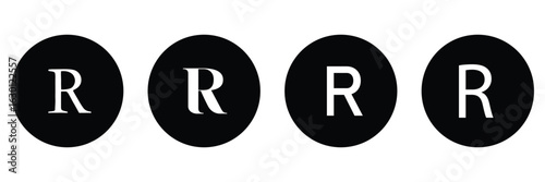 Registered trademark symbol icons set in black filled and outlined style .Vector illustration in eps 10.