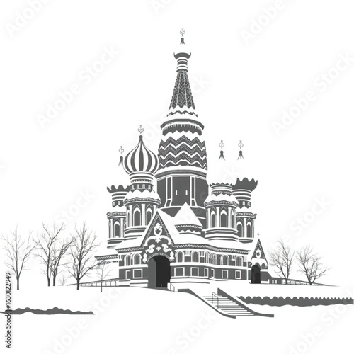 St Basil's Cathedral smothered in snow in Moscow during the harvest festival