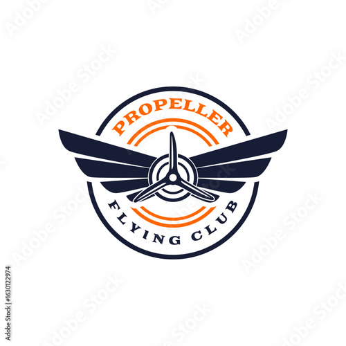 Flying Aircraft Airplane Club Propeller Logo Template Vector
