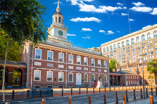 Philadelphia, Independence Hall historic landmark in Philadelphia street view
