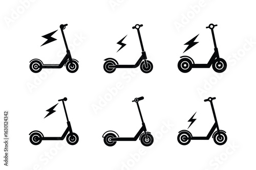 electric scooter icon silhouette vector illustration 