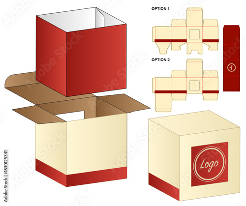 Packaging Box with support box inside with Printable  Dieline Template