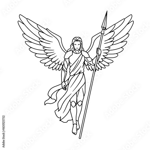Angel hold spear Vector illustration