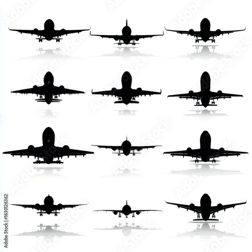 aircraft silhouette set, Black & White silhouette set