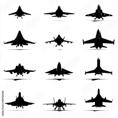 aircraft silhouette set, Black & White silhouette set