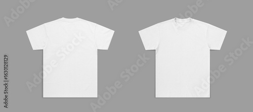 Bild auf Leinwand white tshirt for mockup, white tshirt flat lay photo, tshirt photo